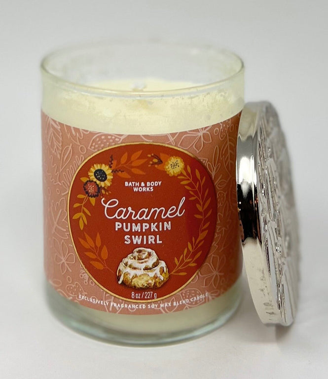 Bath and Body Works Caramel Pumpkin Swirl Single Wick Candle - KIISAS Perfumes