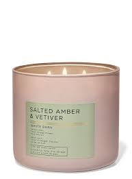Bath and Body Works Salted Amber & Vetiver 3 - Wick Candle - KIISAS Perfumes