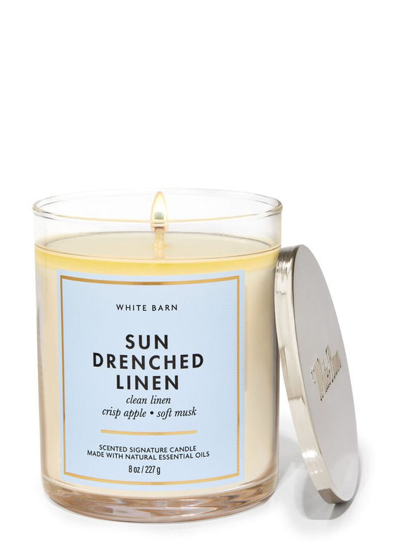 Bath and Body Works Sun - Drenched Linen Single Wick Candle - KIISAS Perfumes