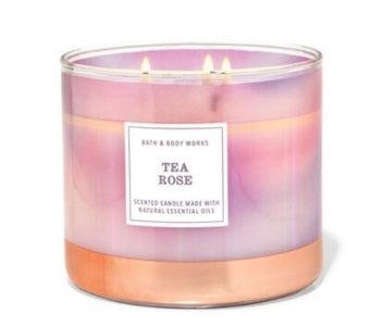 Bath and Body Works Tea Rose White Barn 3 - Wick Candle - KIISAS Perfumes
